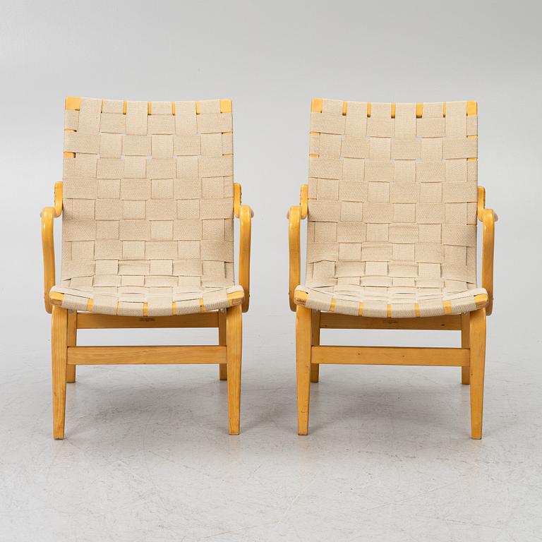 Bruno Mathsson, Armchairs, a pair, “Eva”, Firma Karl Mathsson, Värnamo, 1964.