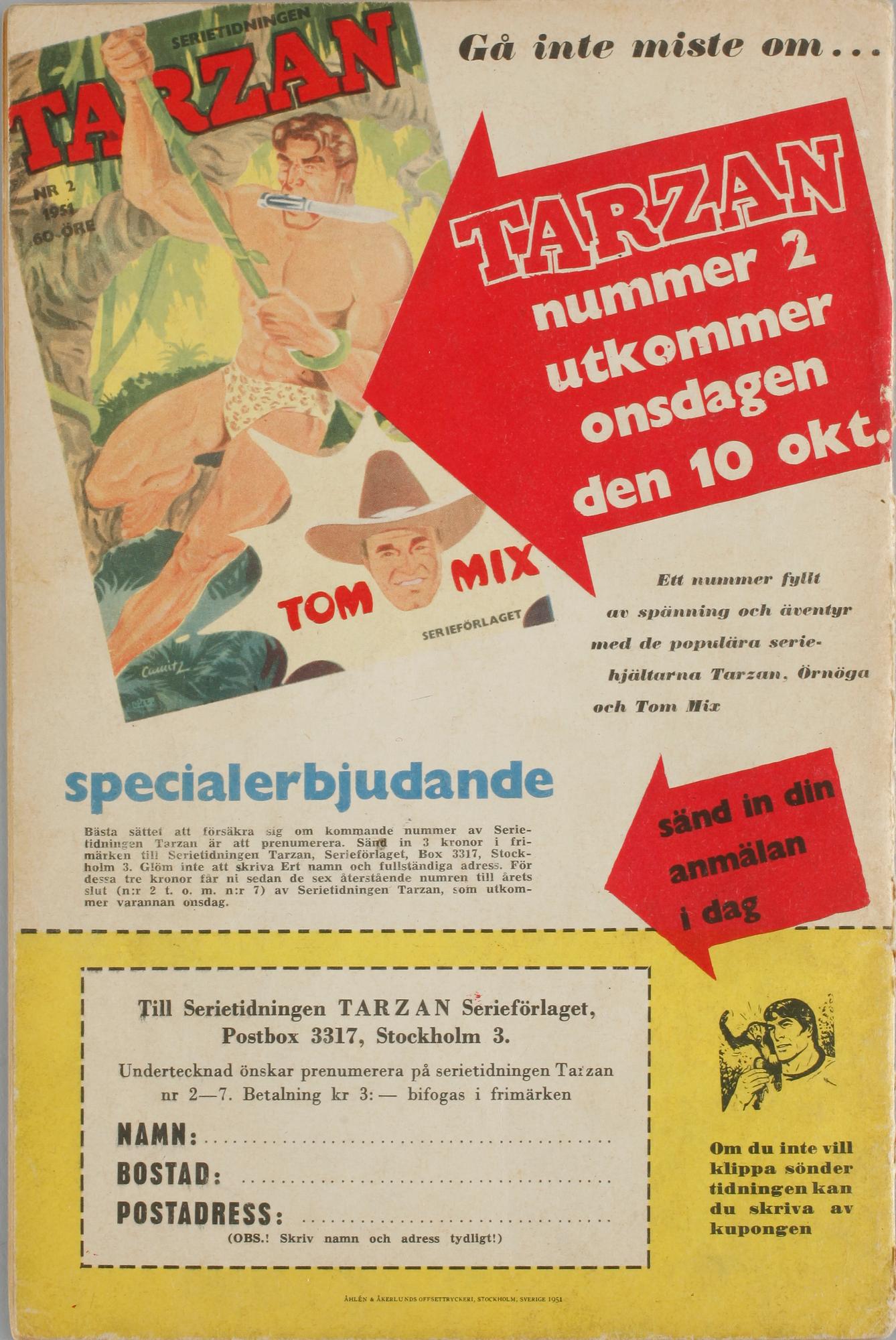The first Tarzan comic book from 1951.
