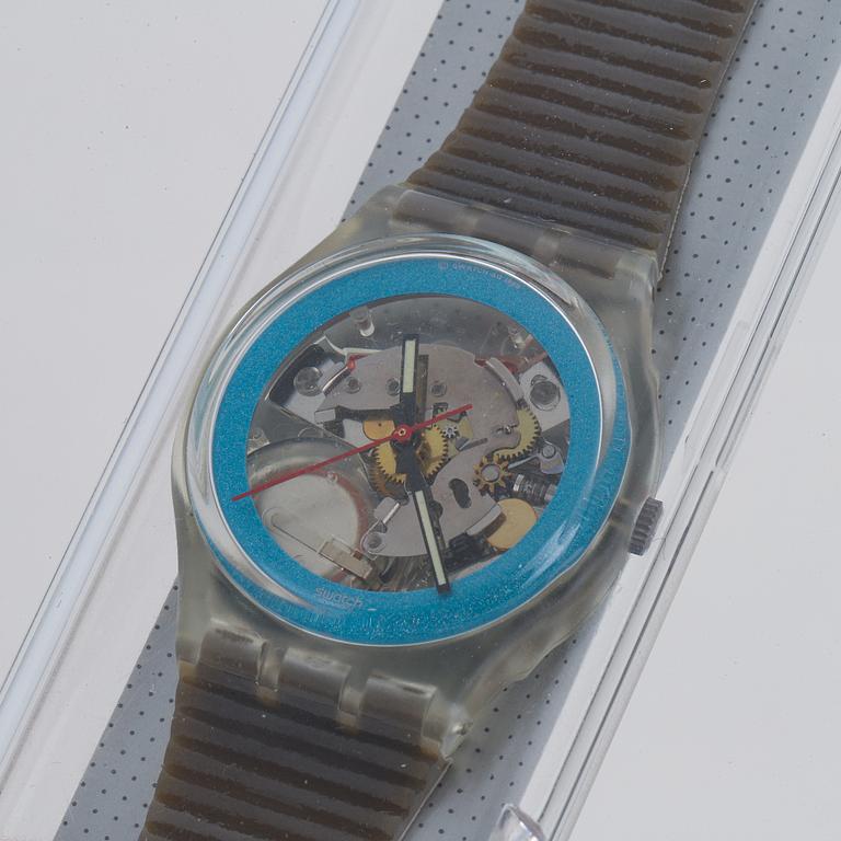 Swatch, Disque Blue, wristwatch, 34 mm.