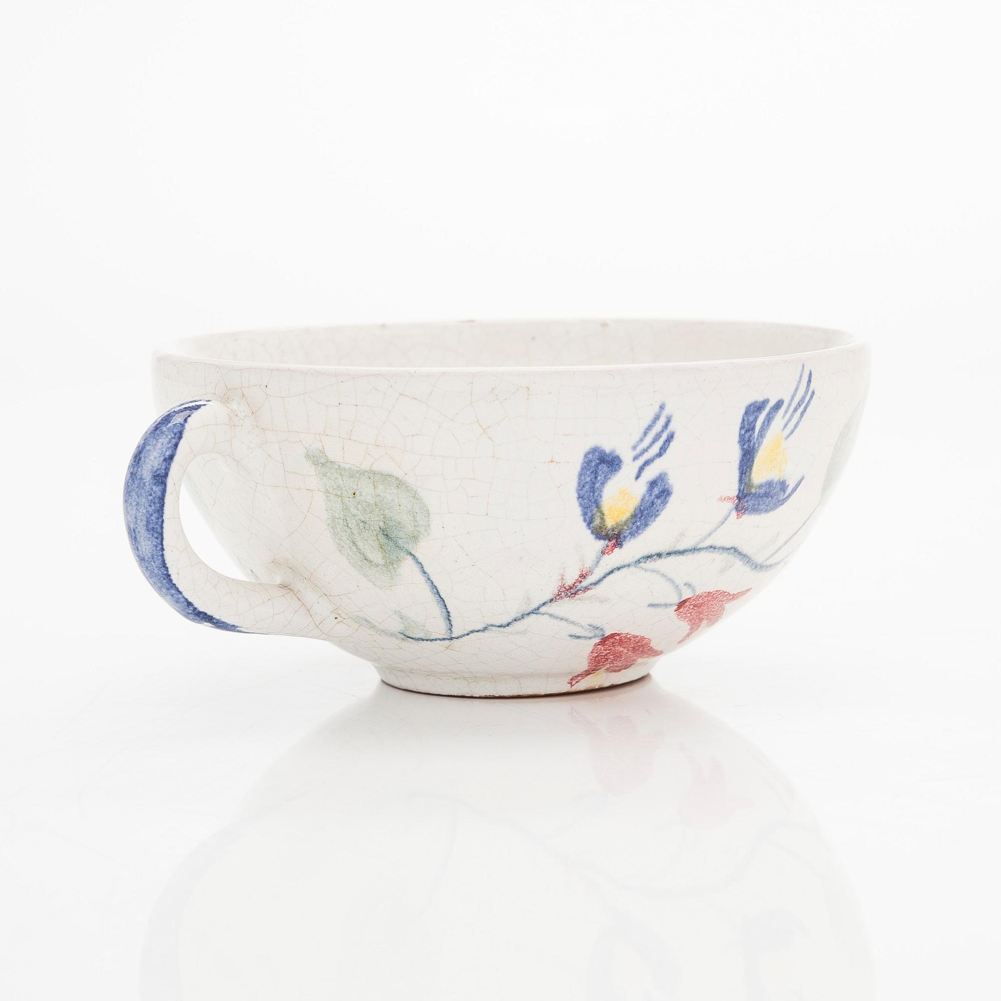 Marita Lybeck, jug and bowl, red clay, signed ML.