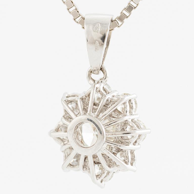 Pendant with chain in 18K white gold set with brilliant-cut diamonds.