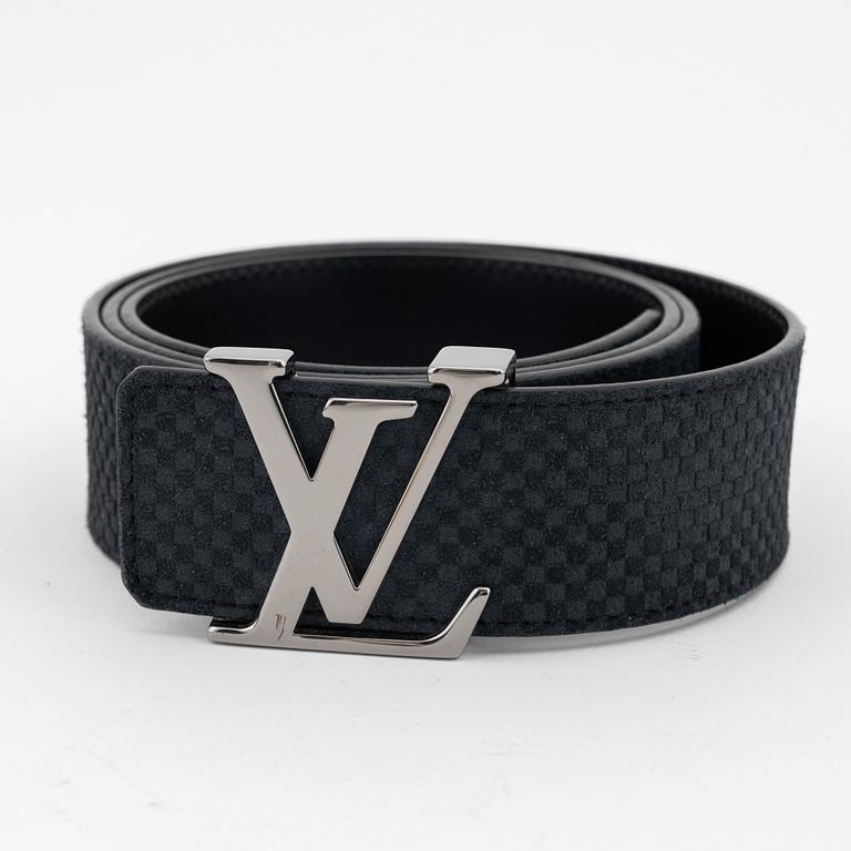 Louis Vuitton, a navy suede 'LV Initiales' belt. size 100, 2012.