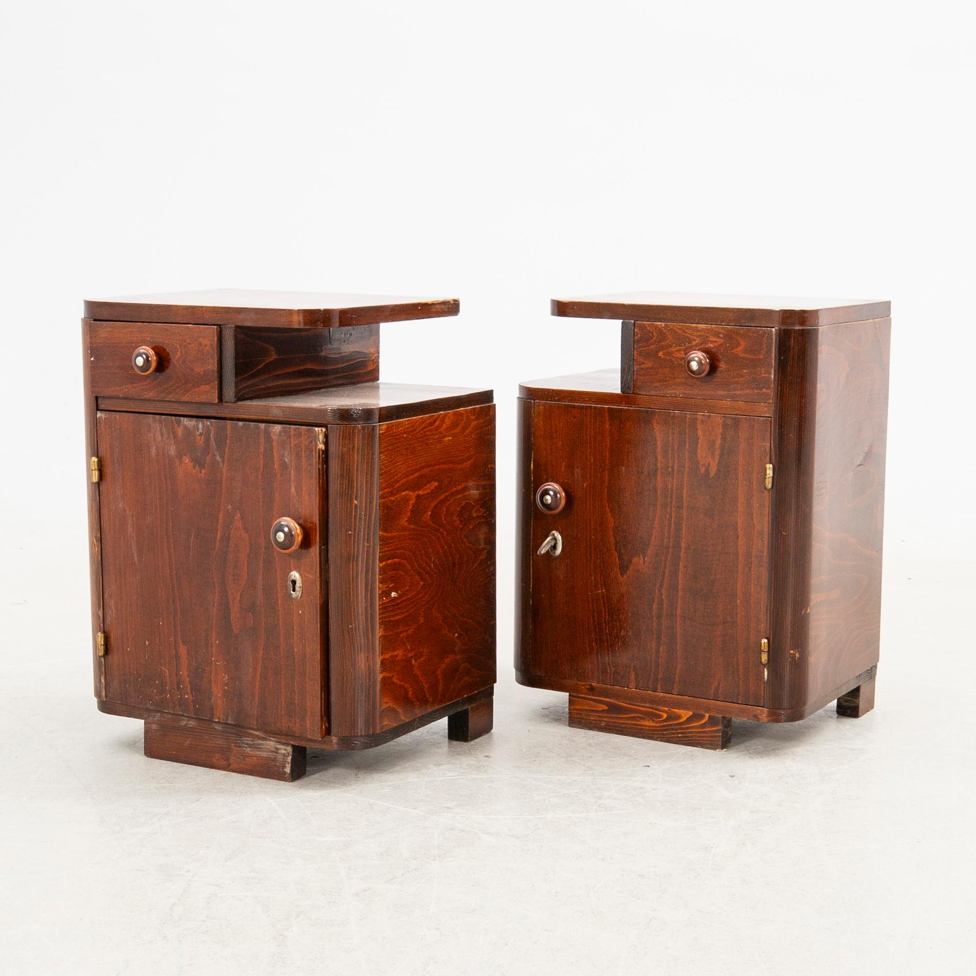 Nightstands, a pair, first half of the 20th century.