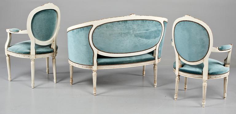 STITTGRUPP, 5 delar, gustaviansk stil, omkring 1900-talets mitt.