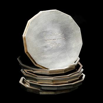 COASTERS, 6 st, sterlingsilver, Wiwen Nilsson. Lund 1973-75.