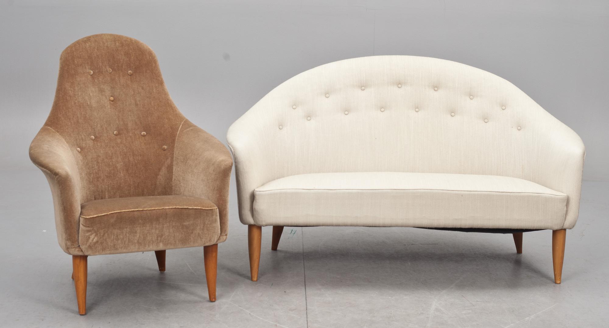 SOFFA och FÅTÖLJER, 2 st, ur serien "Paradiset", Kerstin Hörlin-Holmqvist för Nordiska Kompaniet.