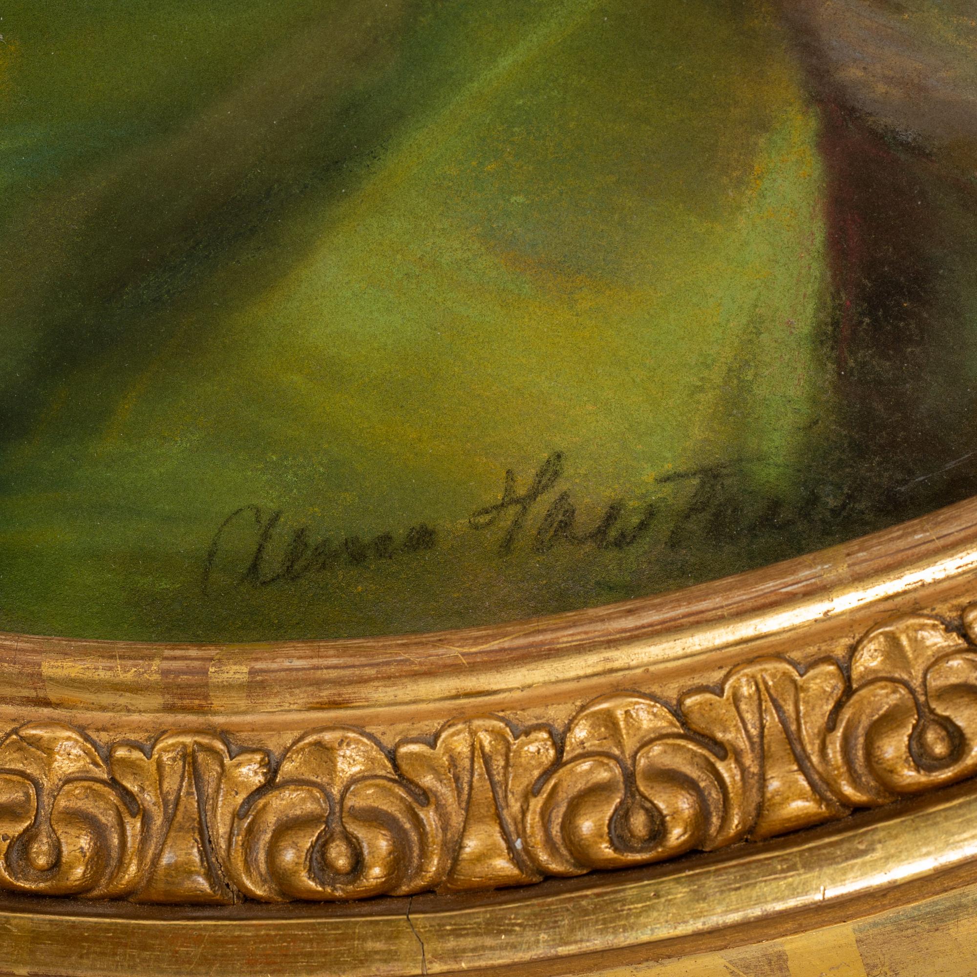 ALMA HELENA HOLSTEINSON, oval. Pastell 57 x 50 cm. Signerad.