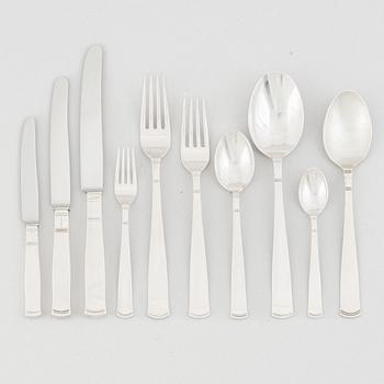 A Swedish Silver Cutlery, Jacob Ängman, "Rosenholm", GAB, Stockholm and Eskilstuna (123 pieces).