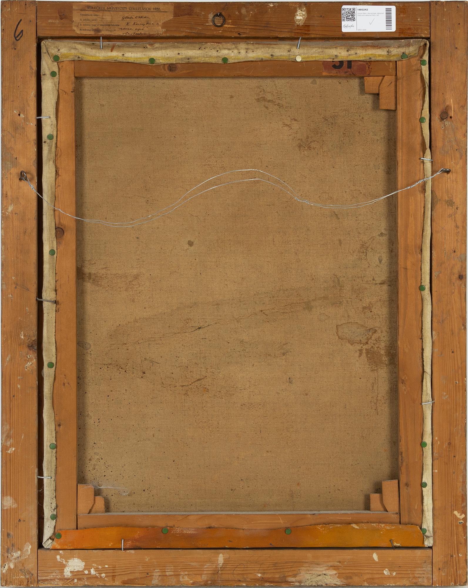 Oscar Glatz, olja på duk, signerad Glatz och daterad 1922.