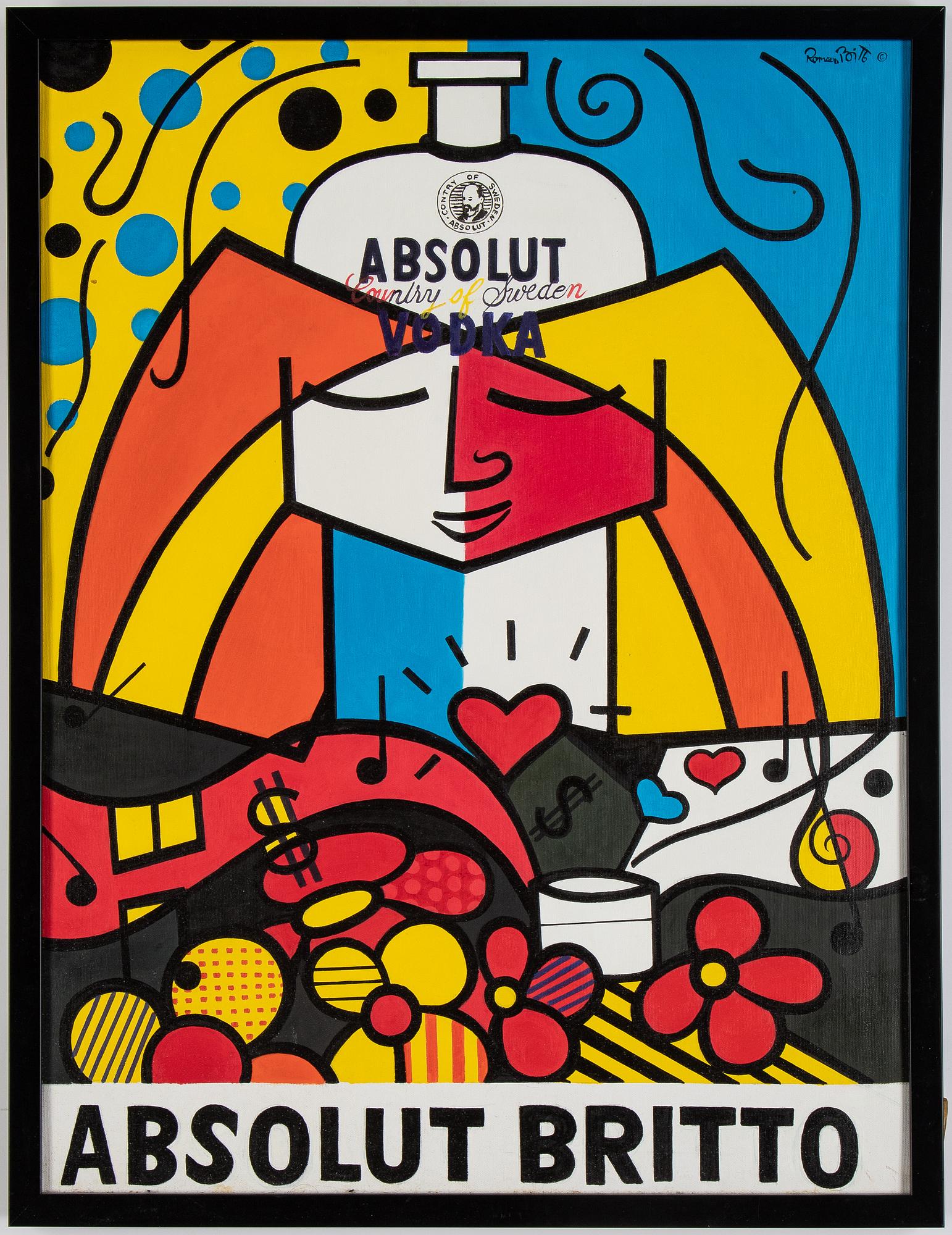 Romero Britto, akryl på duk, signerad.