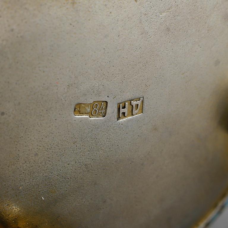 SALTKAR, silver, emalj, Ryssland omkring 1900. Vikt ca 30 gram.