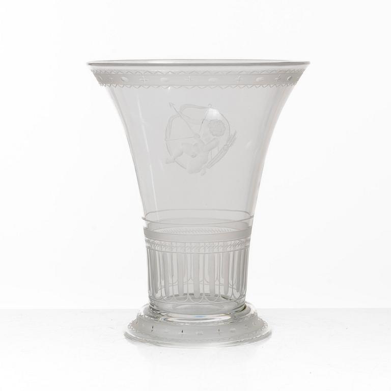 Simon Gate, vas, graverat glas, Orrefors, modell G 171, 1920-tal.