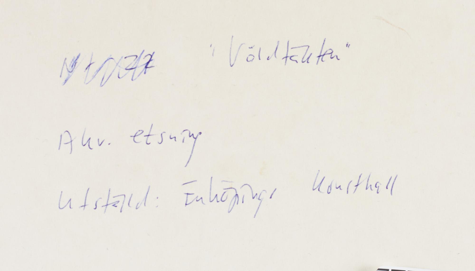 Sten Eklund, dry point etching with watercolouir, signed and dated 1997.