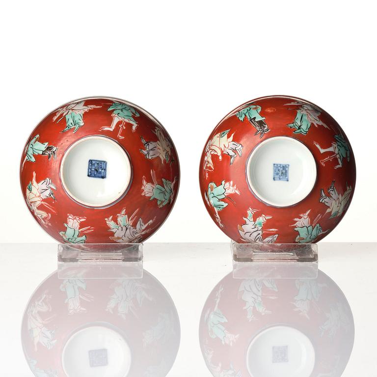 A group of five 'immortals' bowls, Meiji (1868-1912).