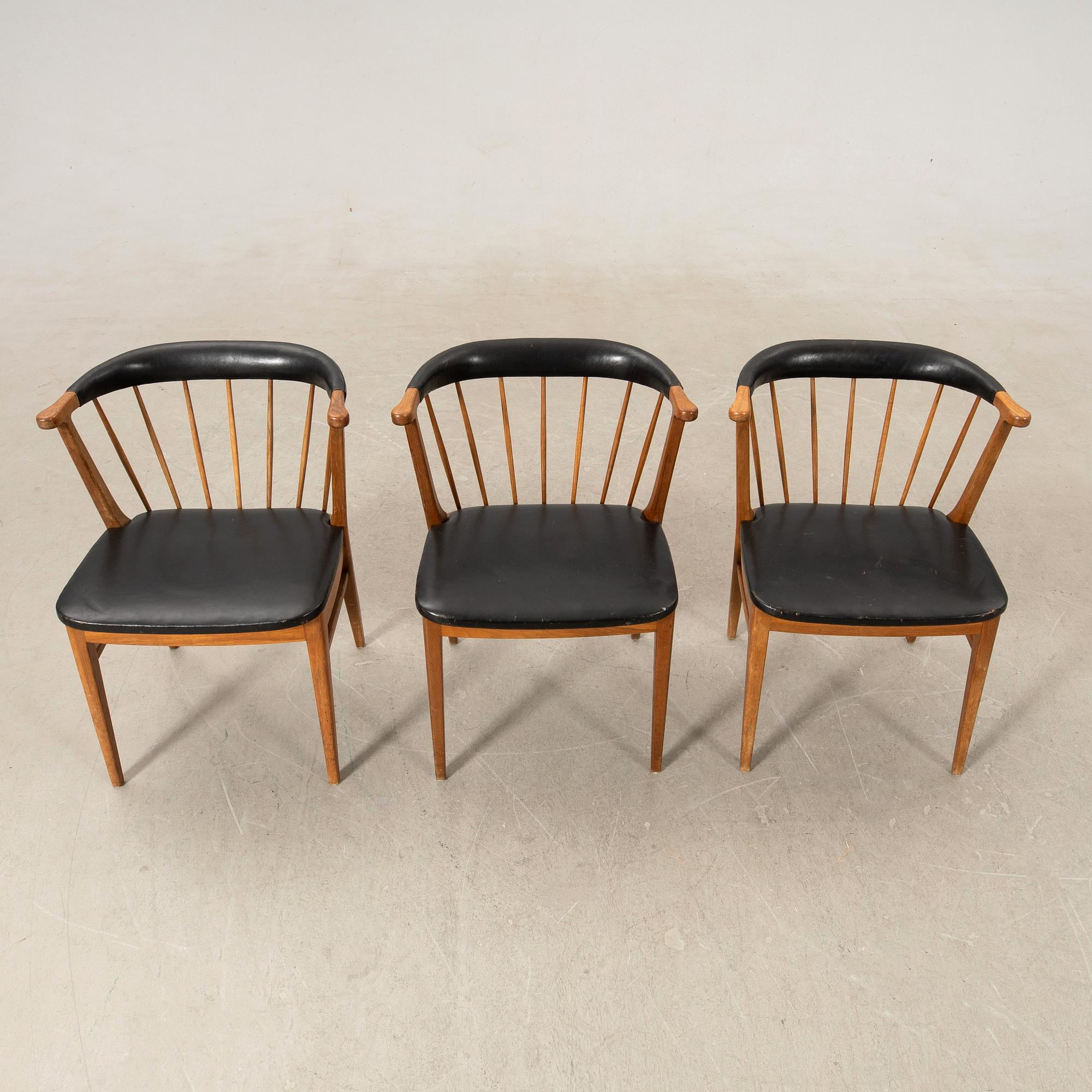 Armchairs 3 pcs, Bodafors Furniture Factory 1950s.