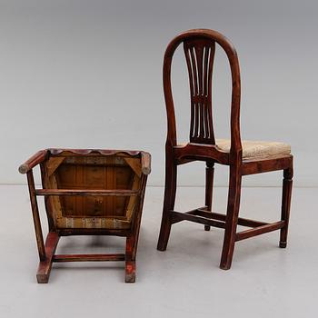 STOLAR, 2 st, gustavianska provinsarbeten, 1700-talets slut.
