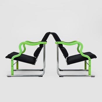 Yrjö Kukkapuro, A pair of 1980s 'Experiment' open armchairs for Avarte, Finland.
