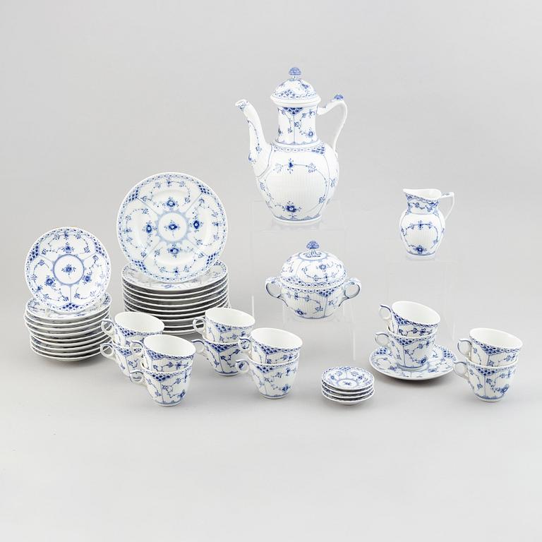 A Royal Copenhagen 28-pcs, "Blue Fluted" porcelain coffee service.