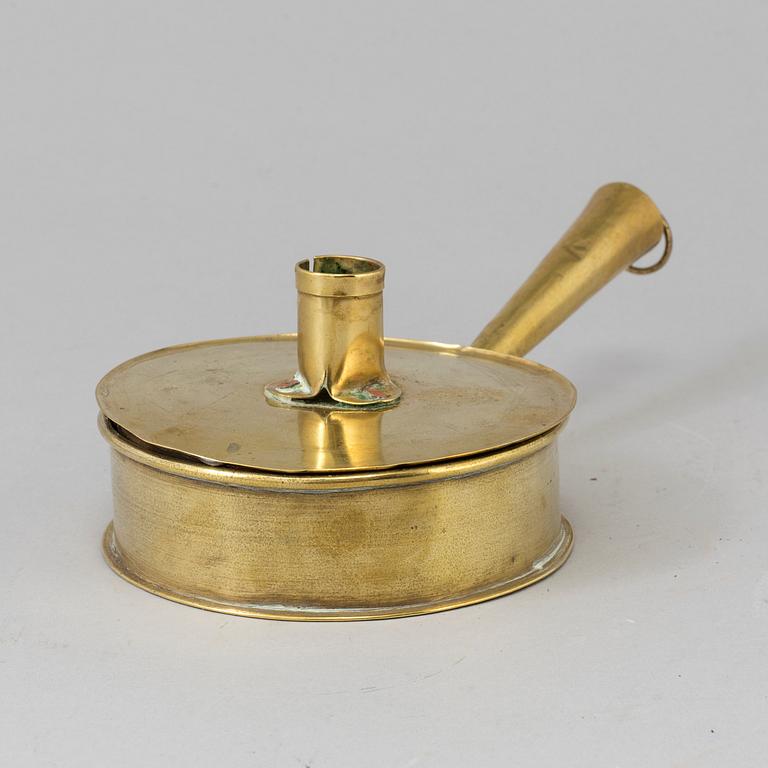 LJUSSTAKE, sk stumpastake, mässing, 1700-tal.