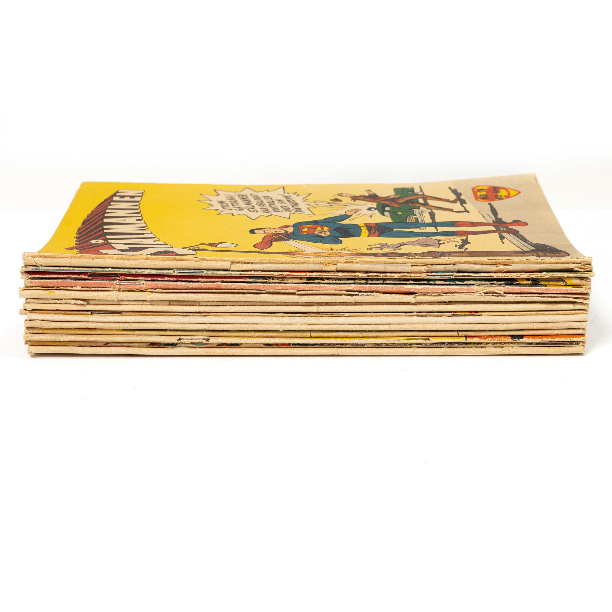 Comic books, 15, "Stålmannen", assorted years and issues, including 1953.