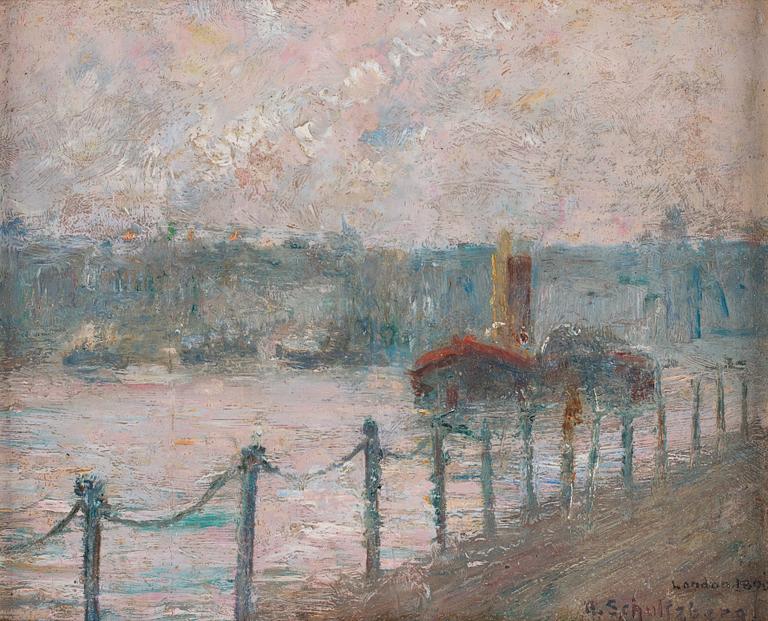 Anshelm Schultzberg, Fog on the river Thames.