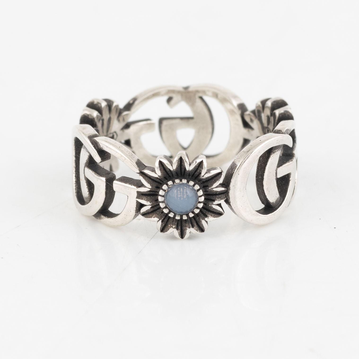 Gucci, ring, silver, size 17.