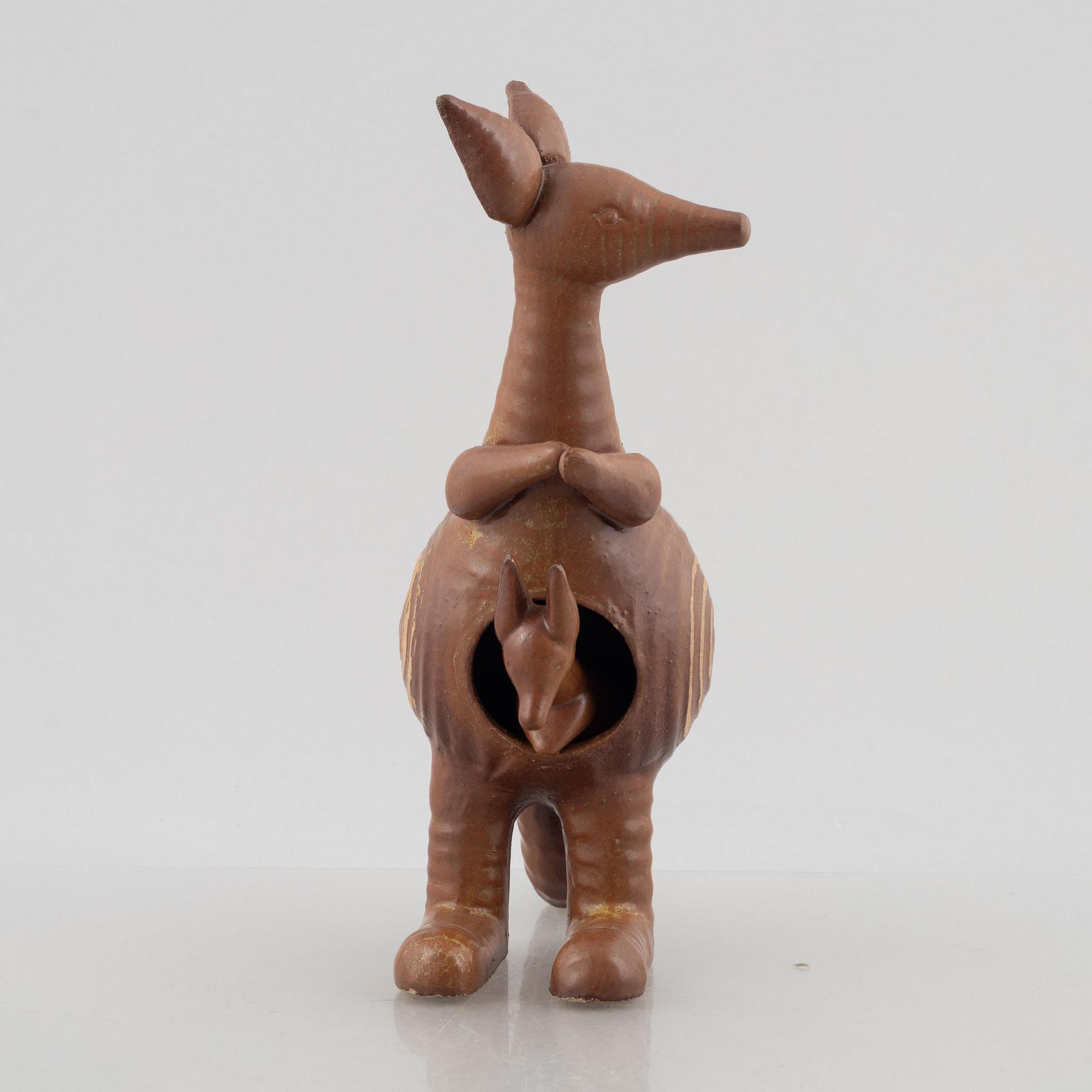Lisa Larson, a stoneware figurine in two parts, 'Känguru', Gustavsberg, in production 1966-1979.