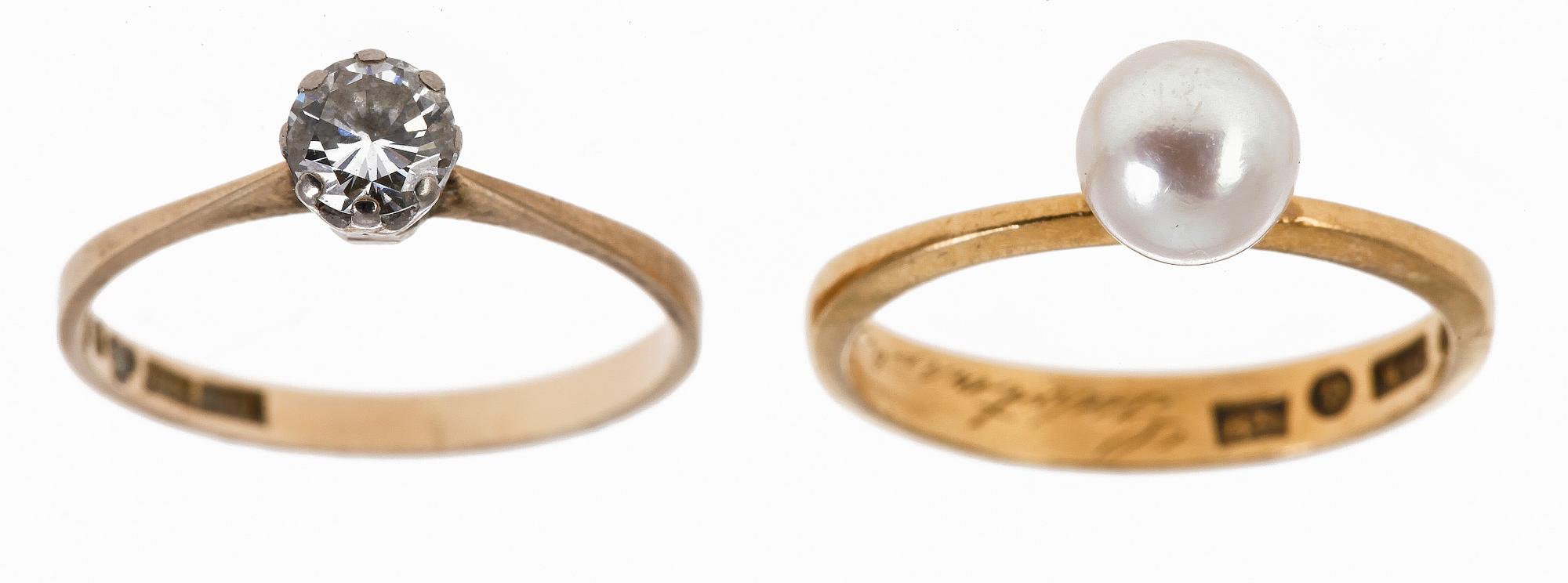 RINGAR. 2 st. 18 K resp 23 K guld.