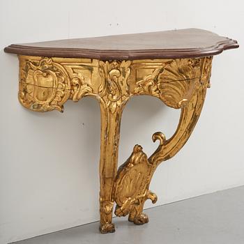 Konsolbord, troligen Danmark, 1700-talets andra hälft, Rokoko.
