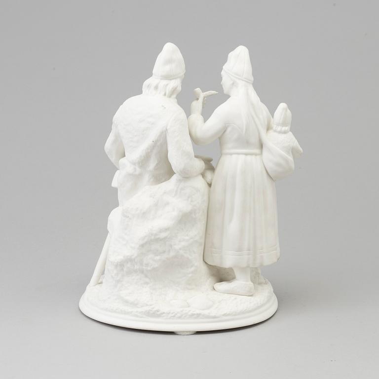 A Rörstrand biscuit porcelain figure group, circa 1900.