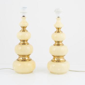 A pair of alabaster table lights, Herna, Spain, 1970's.