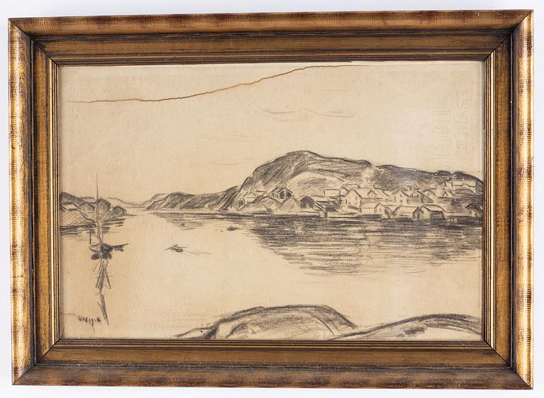 Karl Nordström, charcoal, signed and dated 1918.