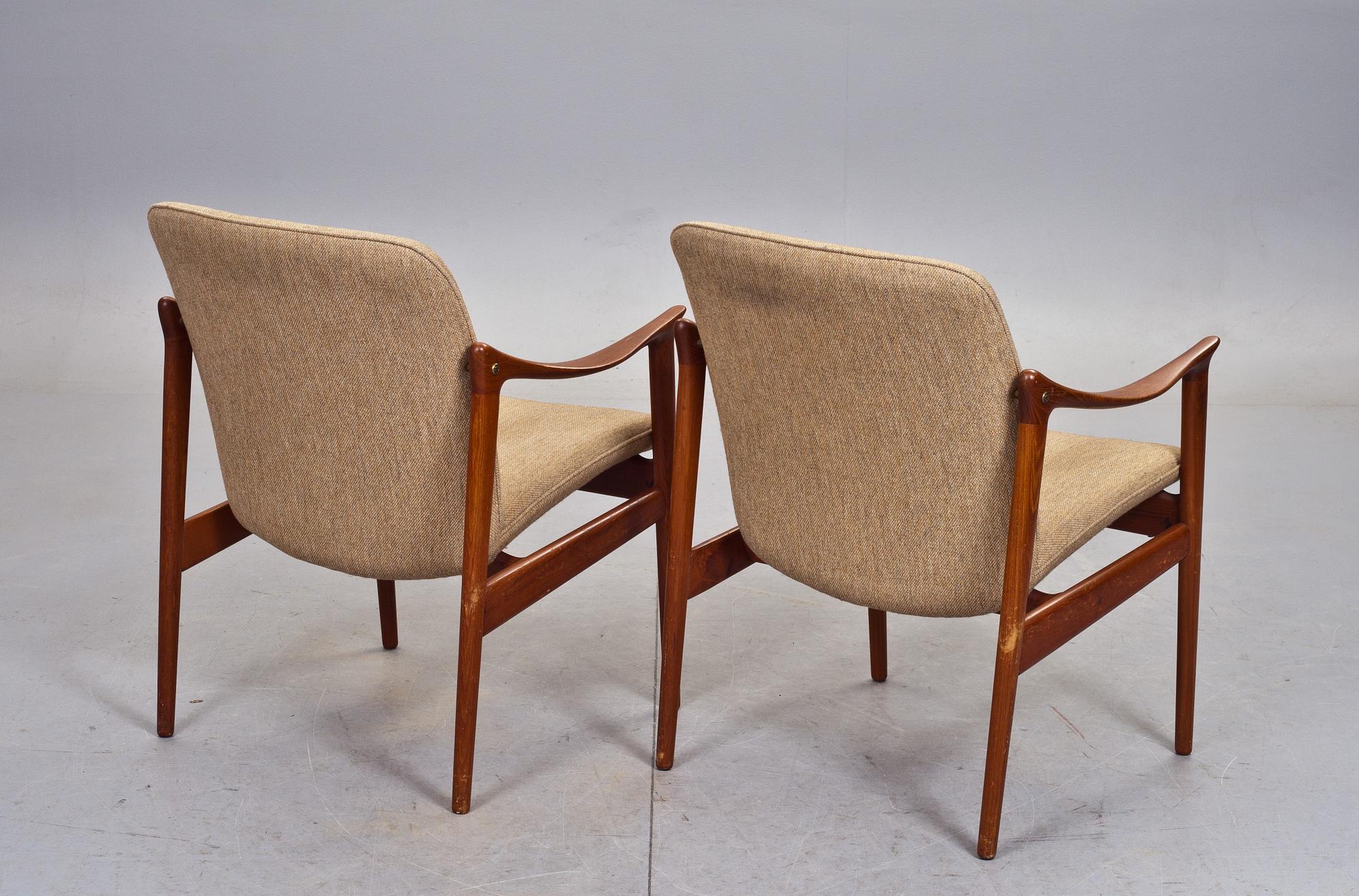 KARMSTOLAR, ett par, Lenestolfabrikk Vatne Norway, 1960-tal.