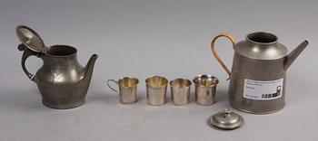 PARTI SILVER och TENN, 6 delar, 1800-1900-tal.
