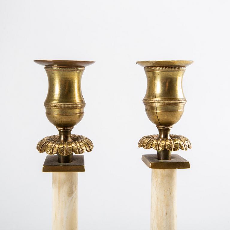 A pair of late empire  candlesticks, ca 1850.