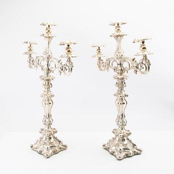 Candelabras, a pair in Neorococo style, nickel silver, circa 1900.