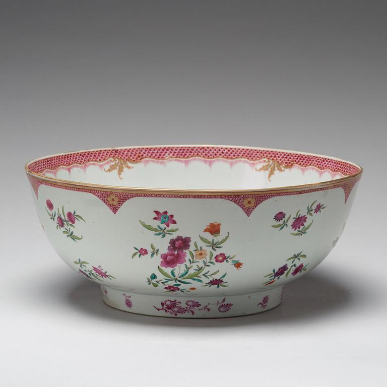 A massive famille rose punch bowl, Qing dynasty, Qianlong (1736-95).