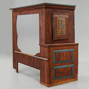 a early 19th century folk art bedcabinet from Dalarna Hälsingland marked B.E.J.S.H.K.P.D.