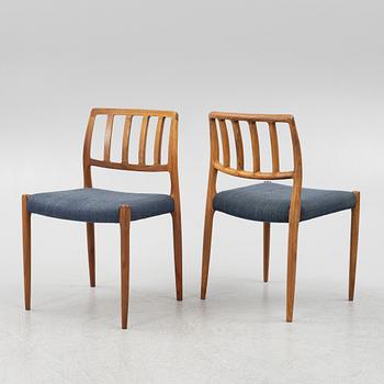 Niels Møller, three chairs, model 83, J.L. Møllers Møbelfabrik, Denmark, 1960's.