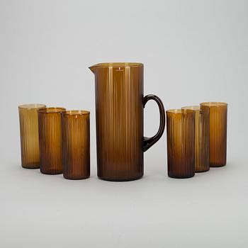 KANNA och SAFTGLAS, 6 st, glas, Tapio Wirkkala, Iittala. I produktion 1962-69.