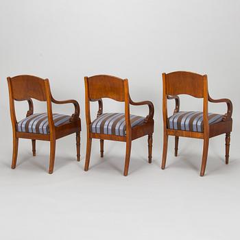 A set of three Biedermeier armchairs, probably St. Petersburg  1820s.