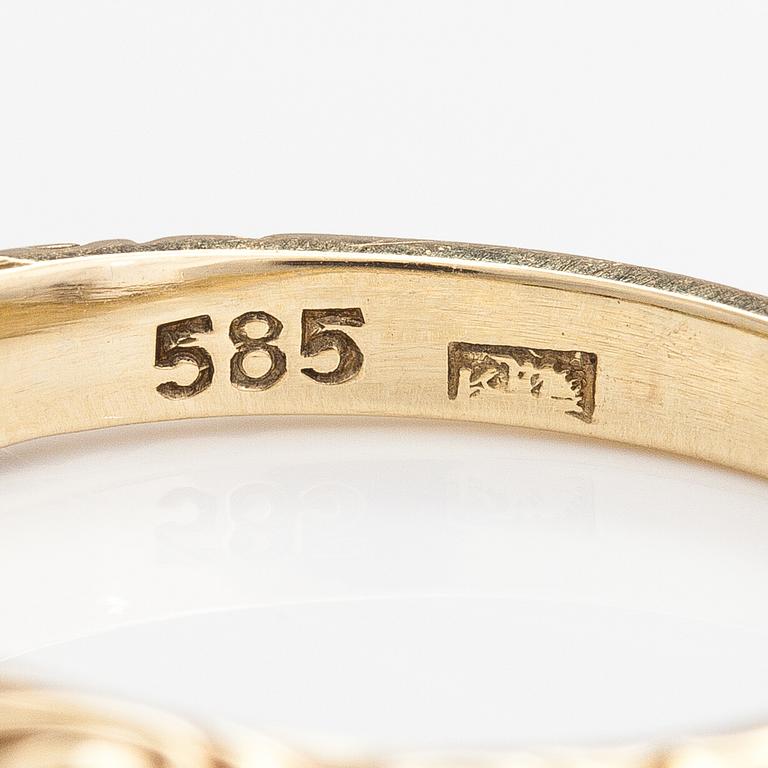Sormus, 14K kultaa, timantteja n. 0.20 ct yht ja smaragdeja.