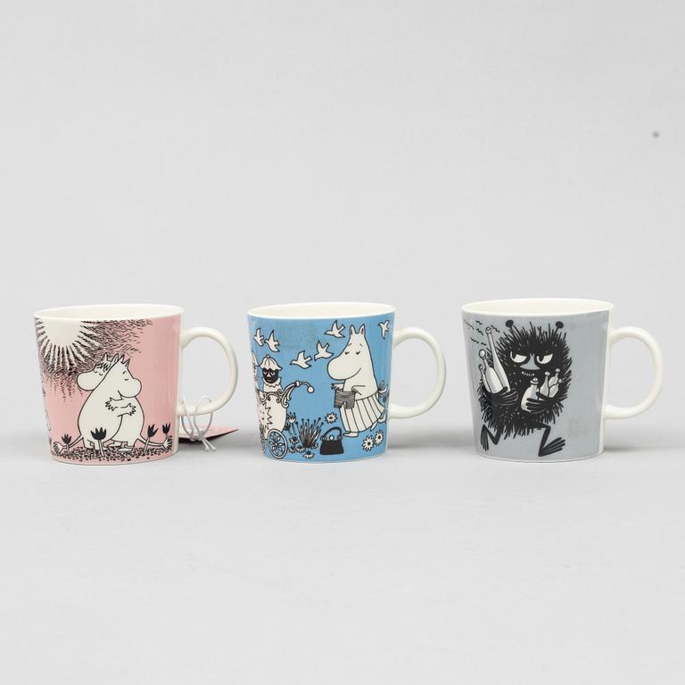 Six Moomin mugs, Moomin Characters, Arabia, Finland.