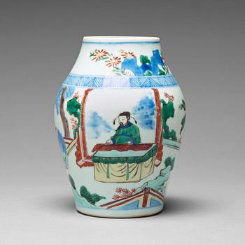 591. A Wucai Transitional jar, 17th Century.