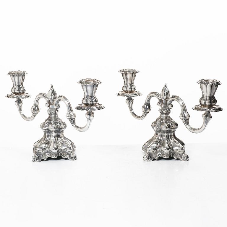 Candelsticks, a pair, silver, Baroque style, 20th century.
