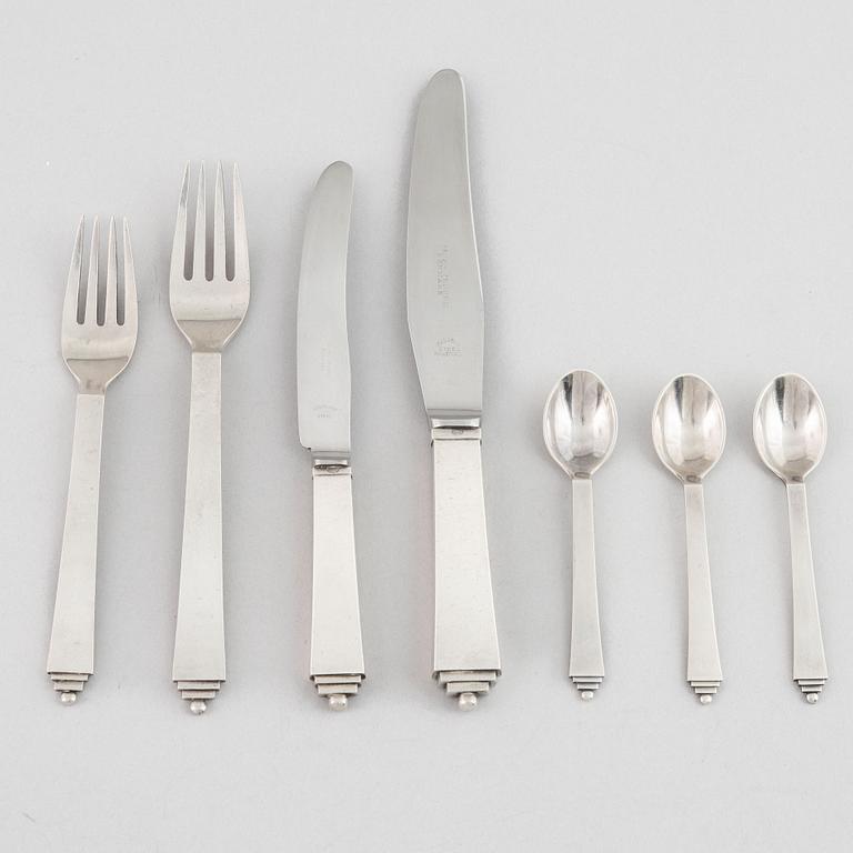 Harald Nielsen, cutlery, 7 pieces, sterling silver, model Pyramid, Georg Jensen/Georg Jensen & Wendel, Denmark.