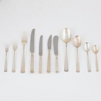 Jacob Ängman, a 113-piece 'Rosenholm' silver cutlery set, GAB Stockholm and Eskilstuna, some 1968.