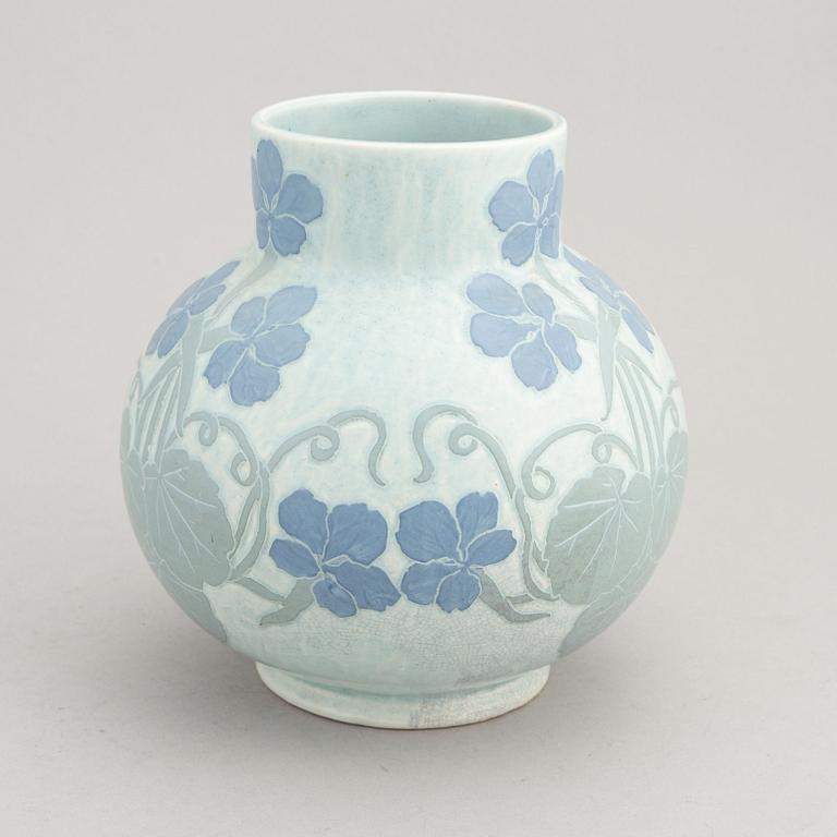 Josef Ekberg, a signed 'Sgrafitto' earthenware vase, Gustafsberg, 1907.