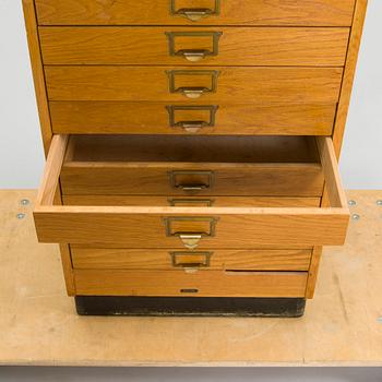A Billnäs oak wood archive cabinet, Finland mid-20th century.