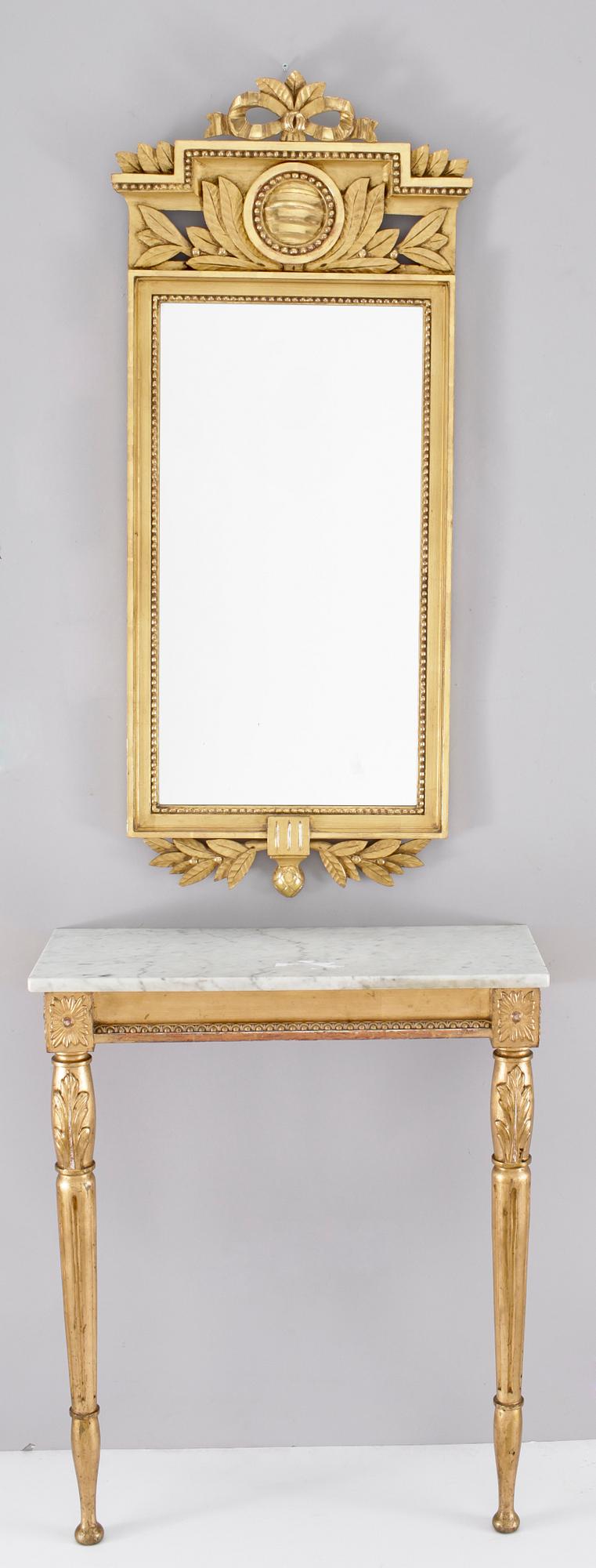 SPEGEL med KONSOLBORD, gustaviansk stil, 1900-tal.